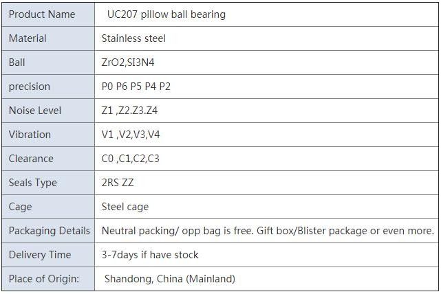 UC207 Thép Không Gỉ Gối Ball Bearing Phụ Tùng Với P0 P6 P5 P4 P2 Chính Xác